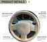 1 PC Car Steering Wheel Cover with 2 PCS Sewing Tool, 14.9In Durable Waterproof Leather Steering Wheel Protector, Universal Breathable Elastic Ste...