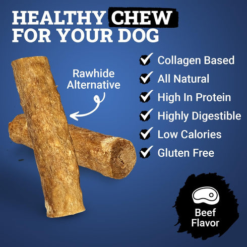 CHEWSAFE Premium Rolls Dog Chew Treats Beef Flavor Highly Digestible for Small Dogs, Pet Chew Treats Satisfy Dogs Natural Desire to Chew, Promote ...