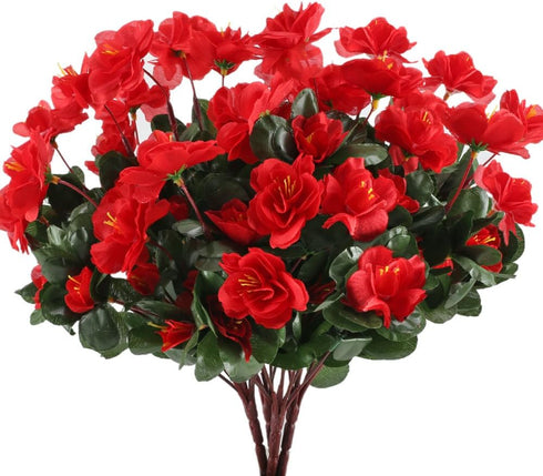 GTIDEA 4pcs Silk Flower Artificial Azalea Fake Faux Primroses Bouquet Arrangements DIY Home Garden Table Patio Wedding Party Christmas Decoration ...