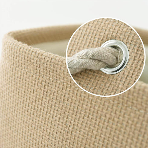 TheWarmHome Decorative Basket Rectangular Fabric Storage Bin Organizer Basket with Handles for Clothes Storage (Beige, Medium-1Pack,13.8L*9.8W*6.7...