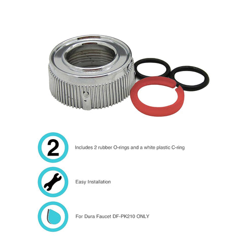 Dura Faucet DF-RK510-CP RV Faucet Spout Nut and Rings Replacement Kit (Chrome Polished)...