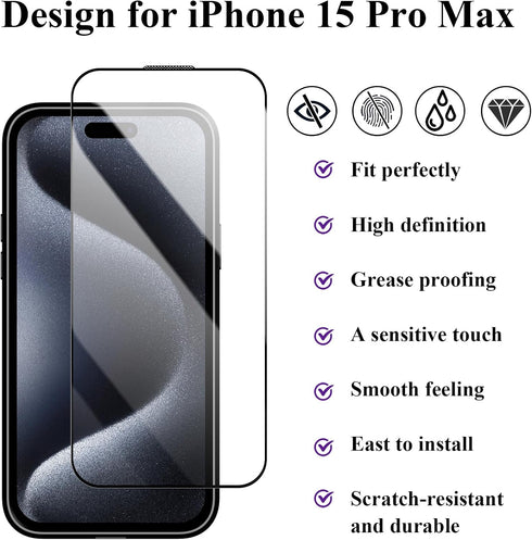 Vofolen Case Compatible with iPhone 15 Pro Max with Card Holder+Screen Protector+Camera Cover, Dual Layer Shockproof Protective Hidden Card Slot S...