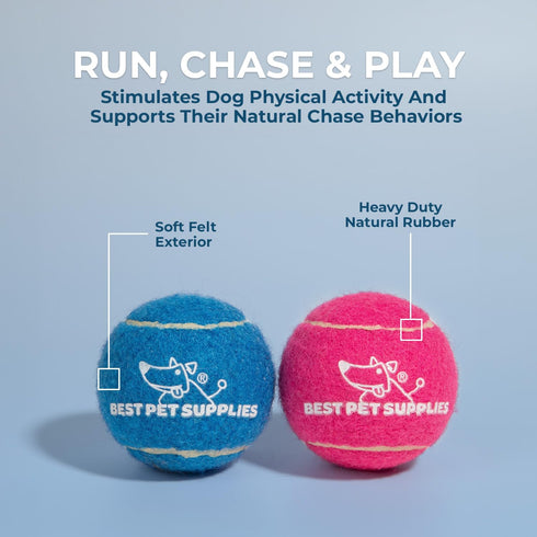 Best Pet Supplies Squeaky Tennis Toys for Dogs, 4-Pack, Heavy-Duty Interactive Pet Toys for Throwing and Fetching, Supports Exercise and Natural B...