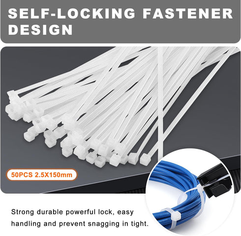Zhushan Cable Tie Gun and Tool Set - Fastening, Flush Cutting, and Organizing with Steel Handle Zip Tie Tool for Nylon Cable Ties - Includes 50PC ...
