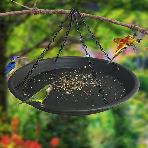 12.8" Homes Garden Platform Bird Feeder, Large Hanging Tray Squirrel Feeder, Bird Seed Catcher Tray, Bird Viewing, for Attracting Birds Outdoors, ...