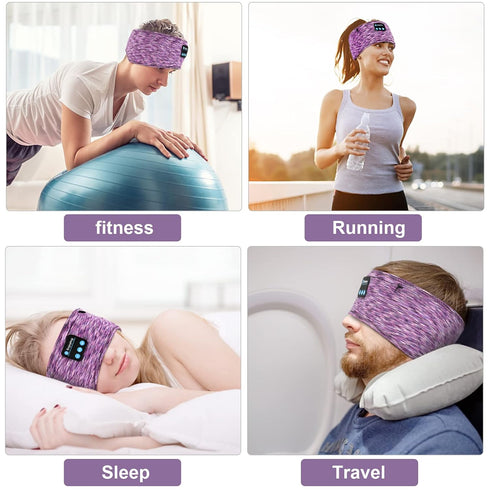Sleep Headphones, wireless Headband with Zip Pocket Wireless Music Sport Headbands with Ultra-Thin HD Stereo Speakers for Side Sleepers, Meditatio...