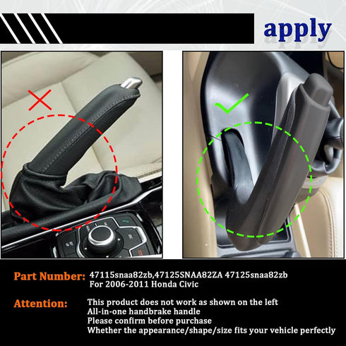 Parking Brake Handle Grip, Emergency Brake Parking Handle Cover Comfortable Handbrake Protector Cover Compatible with Honda Civic 2006-2011 47115-...