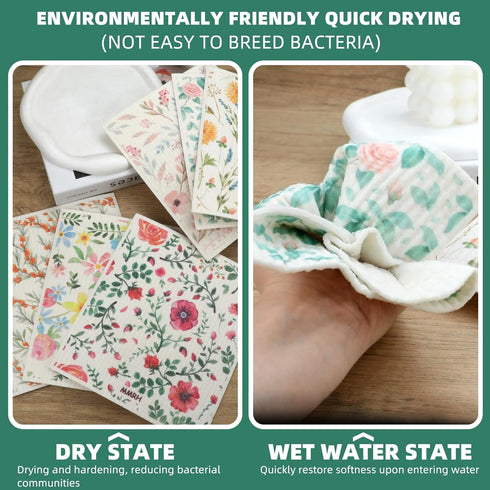 6Packs Swedish Dishcloths for Kitchen, Reusable Cleaning Paper Towels Quick Drying Washable Dish Rags Non-Scratch Cellulose Cotton Wash Cloths for...