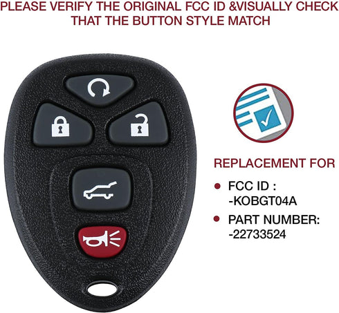 Remote Key Fob Control Replacement for 07-2016 GMC Acadia Yukon,07-2014 Chevy Tahoe Suburban Cadillac Escalade,09-2017 Chevrolet Traverse Enclave(...