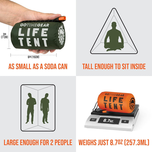 Go Time Gear Life Tent Emergency Survival Shelter – 2 Person Emergency Tent – Use As Survival Tent, Emergency Shelter, Tube Tent, Survival Tarp - ...