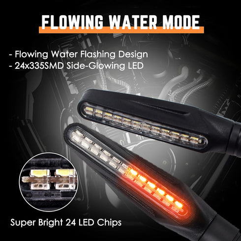 Acelane Motorcycle Indicator Lights Flowing LED Turn Signal Lights Blinkers Brake Light Daytime Running Light Rear Front 12V for Motorbike Scooter...