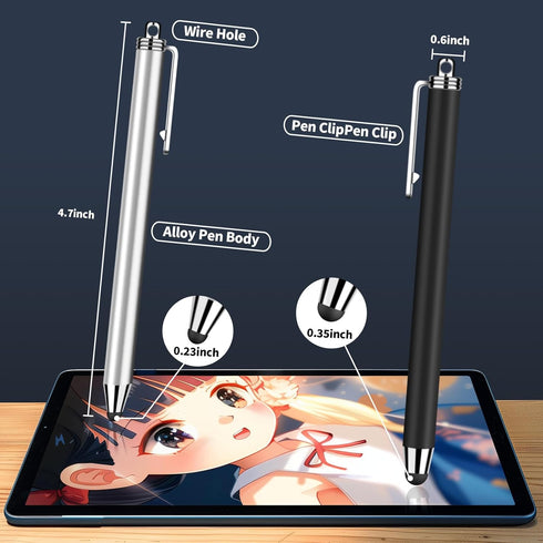Stylus Pens for Touch Screens, 10 Pack 0.24"+0.36" High Sensitivity Stylus with 20 Pcs Replacement Capacitive Tips for iPhone iPad Android PC Tabl...