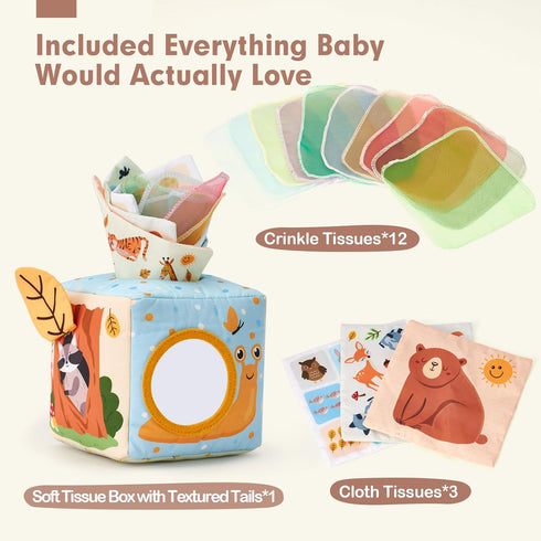 hahaland Baby Tissue Box Toy - Baby Toys 6-12 Months - Montessori Toys for 6 Month Old Must Haves - Baby Boy Girl Shower Gifts for Babies 6 9 12 1...
