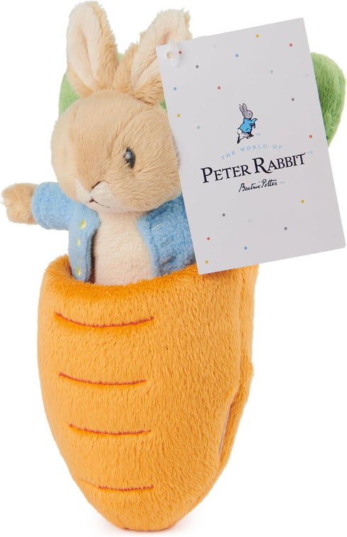 GUND Beatrix Potter 2-in-1 Peter Rabbit with Carrot Plush Playset, Bunny Stuffed Animal for Ages 1 and Up, Orange/Blue, 7”...