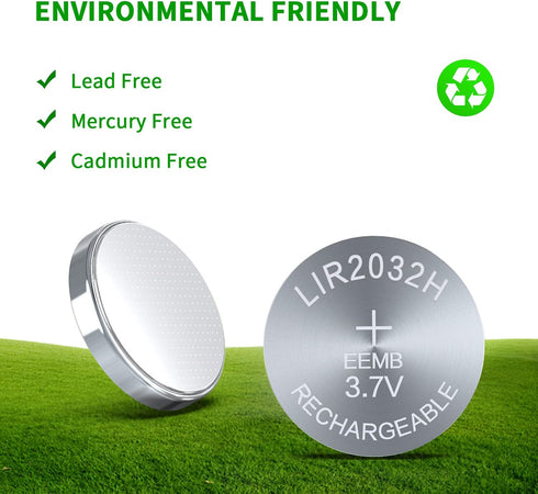 EEMB 3.7V Rechargeable 2032H Batteries LIR2032H Lithium-ion Coin Cell Button Batteries 70mAh for Car Remote Key Fob Watch - 4PACK...