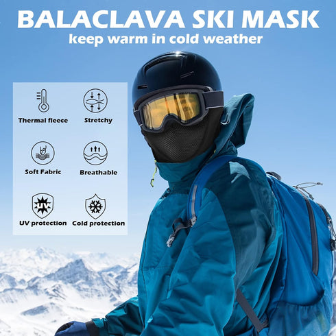 Balaclava Ski Mask 2 Pcs Fleece Thermal Winter Mask Windproof Motorcycle Full Face Mask Head Face Cover for Women Men Outdoor Skiing Cycling Snowb...