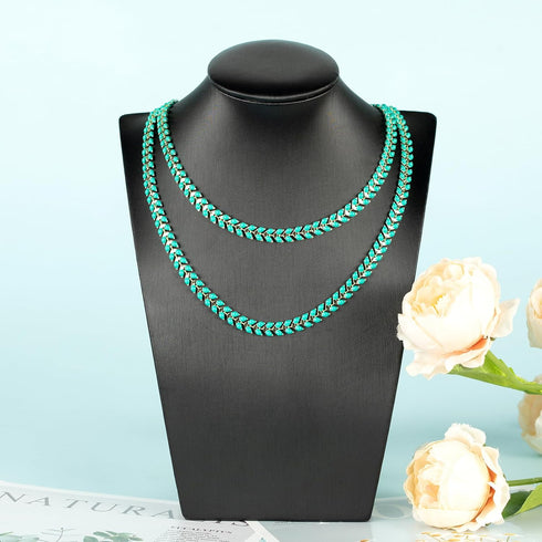 YOUBEIYEE 9.8 Feet Gold Plated Brass Chains Bulk Bluish Green Enamel Arrow Cable Jewelry Chain for Jewelry Making with Jump Rings and Lobster Clas...