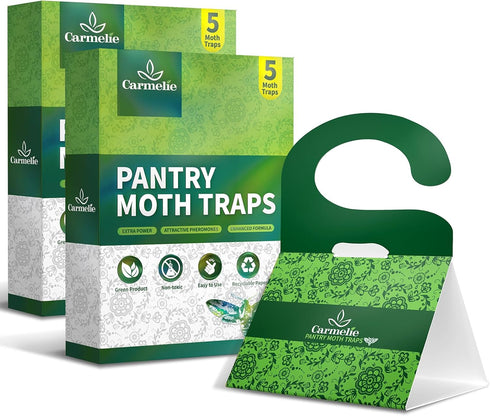Pantry Moth Traps, Moth Traps with Pheromones Prime, 10 Moth Traps for Meal Moth Killer, Sticky Glue Flies Pest Food and Cupboard Moth Killer, Hoo...
