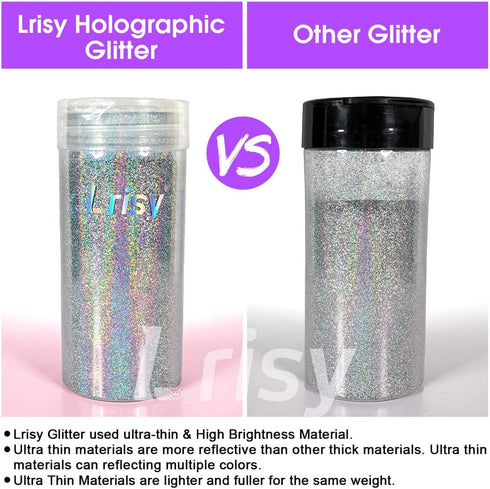 Lrisy Holographic Extra Fine Glitter Powder with Shaker Lid, Craft Glitter Sequins for Epoxy Resin, Slime,Tumblers,Nail&Painting Arts 140g/4.5oz (...