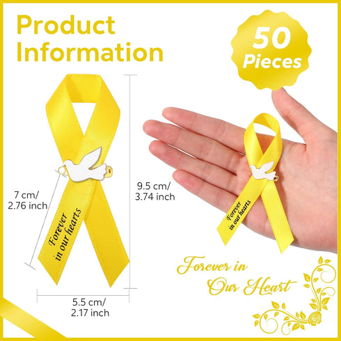 50 Pcs Dove Funeral Ribbons Memorial Ribbon Funeral Pins Classic Memorial Service Respect Ribbon Bow with Safety Pins and Dove for Mourning Rememb...