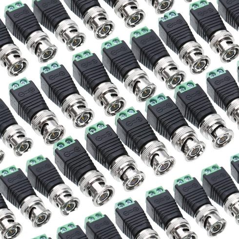 BNC Male Balun Connector 28 Pcs Coaxial Cat5 to BNC Male Connector and BNC to 2 Screw Camera Terminal Male Adpater for CCTV Surveillance Video Cam...