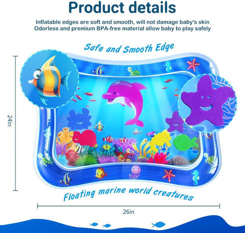 ZMLM Baby Tummy-Time Water Mat: Infant Baby Toy Gift Activity Play Mat Inflatable Sensory Playmat Babies Belly Time Pat Indoor Small Pad for 3 6 9...