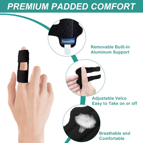 Trigger Finger Splint, 2pcs Finger Support Brace Mallet Finger Brace for Index, Middle, Ring Finger - Tendon Release & Pain Relief-Black...
