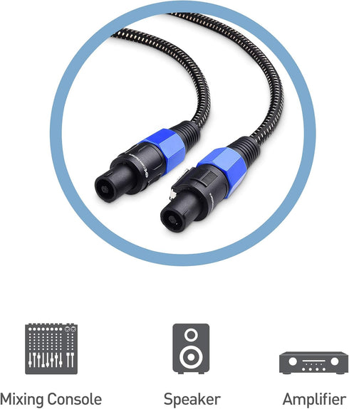 Cable Matters 2-Pack, Premium Braided 12AWG Speaker Cable 3 ft Compatible with Speakon NL4FC Port...