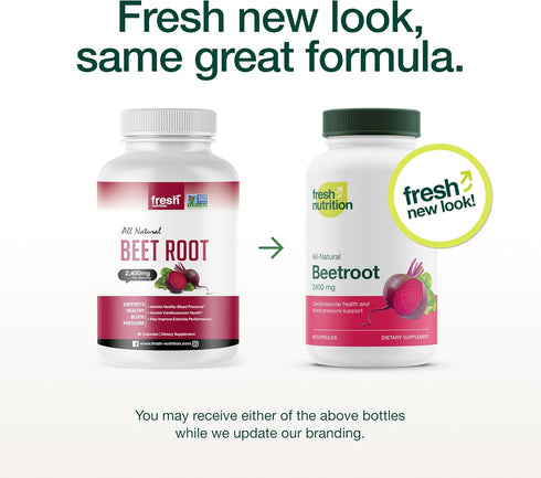 Fresh Nutrition Organic Beet Root Capsules - 2400mg Potent Dosage - Antioxidant Support - Vegan, Non GMO, Gluten-Free - 90 Capsules...