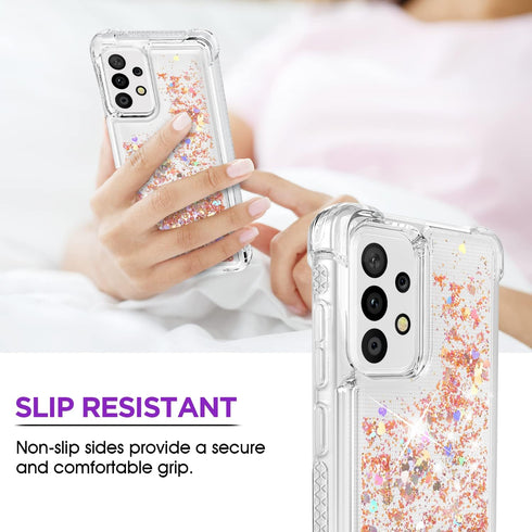 ANSHOW [2 Pack Samsung Galaxy A33 5G Case for Women Girls Liquid Glitter Cases, Cute Sparkly Clear Shiny Bling Slim Thin Protective Phone Case for...