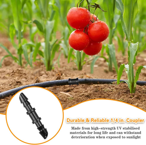 Drip Irrigation Coupling Fittings?120 Pieces Barbed Coupler Irrigation Parts with Sharp End Fits for 1/4 Inch Irrigation Tubing Drip Line Connecto...