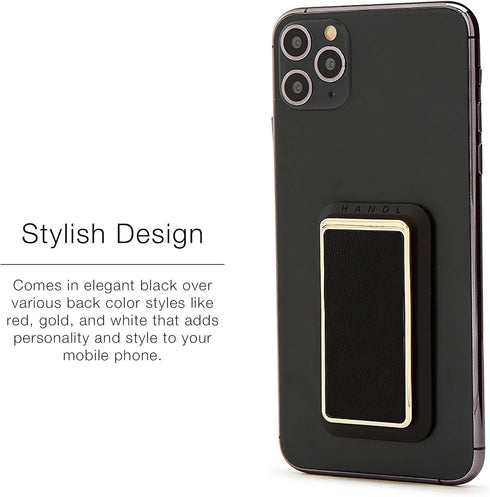 HANDL New York Black and Gold Professional Leather Collection HANDLstick Grip and Stand for Smartphone...