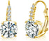 14K Gold Plated Round Cut Cubic Zirconia Drop Dangle Earrings Prong Setting Bridal Earrings for Women...