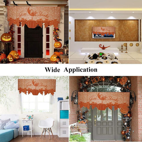 DoubleWood 20"x60" Thanksgiving Decor Fireplace Scarf Fireplace Cloth Pumpkin Lace Table Runner Fall Runner Mantle Scarves Cover for Thanksgiving ...