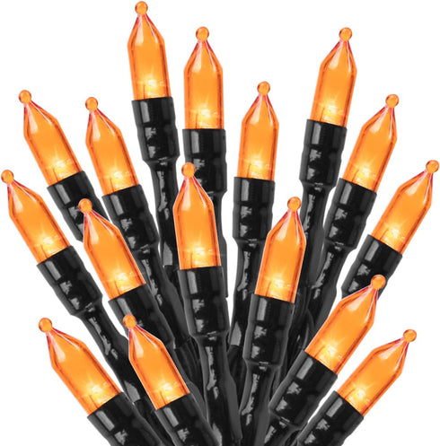 Orange LED Outdoor Halloween Lights, Halloween Decorations, 39 FT 100 LED Mini Lights with 8 Lighting Modes,Connectable String Light Plug in for G...