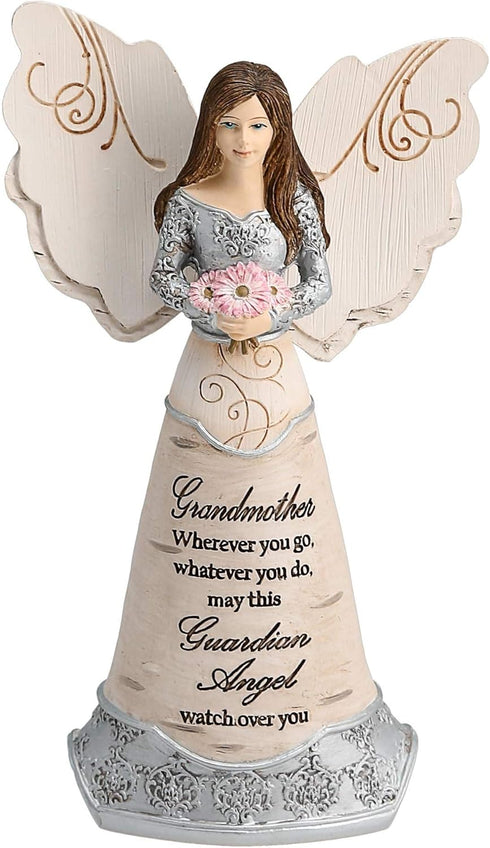 Pavilion Gift Company Elements - Grandmother Guardian Angel Figurine 6 Inch, Solid, Pink...