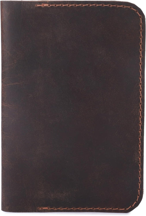 Leather Journal Cover for Field Notes, Notebook Cover for Cahier, Wallet Case, (3.5 x 5.5 in.) Cards Slot/Refillable Travelers Pocket Notebook Han...