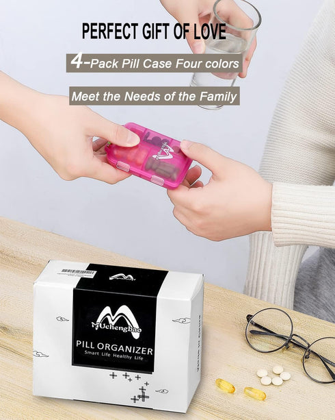 2 Pack Pill case Travel Pill Organizer, Pill Box for Purse Vitamin Fish Oil 10 Compartments Container Medicine Box by M Muchengbao...
