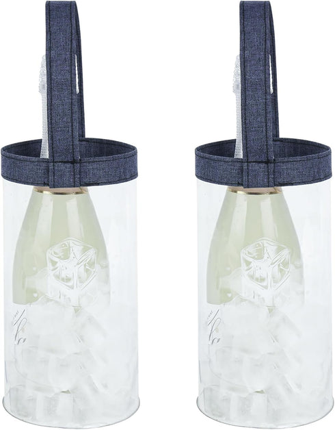 SHIDOW Ice Bag Collapsible wine Cooler Bag, Ice wine Bag Collapsible Clear wine Cooler Bag PVC wine Pouch Bags, for Party, Camping, Picnic, Chille...