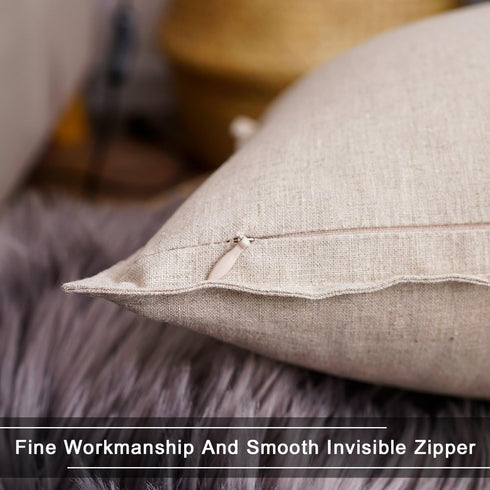 Jeanerlor Cotton Linen Soft Soild Decorative Square Throw Pillow Covers Set Cushion Case for Sofa Bedroom Car24 x 24 Inch 60 x 60cm, Light Linen...