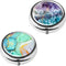 Hennaja Round Pill Box,Pill Cases,Decorative Pocket Purse Portable Travel Pill Case & Medicine Organizer(2 Pack,2-Crystal Splash Ink)...