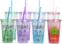 Dakoufish BPA-Free 12 Piece 11 Inch Reusable Clear Plastic Glitter Sparkle Drinking Straw Plus one Cleaning Brush (Teal,11inch)...