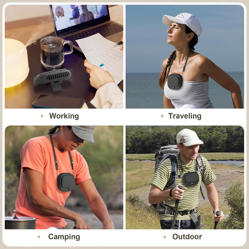 Portable Neck Fan, Handheld Mini Fan, Personal Fan USB Rechargeable, 5 Speed Adjustable, Hands Free Wearable Fan for Kids Woman Man Home Outdoor T...