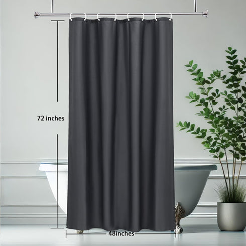 AooHome Fabric Shower Curtain 48 Width x 72 Height Inch, Solid Color Bath Curtain with Hooks for Hotel, Water Repellent, Dark Grey...
