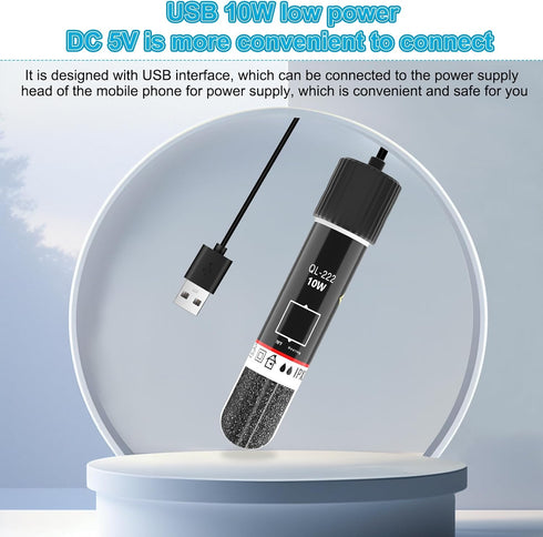 Small Aquarium Heater,10W Betta Heater Super Mini Aquarium Heater,Submersible Fish Tank Heater USB Powered Constant Temperature 78?(26?) Used for ...