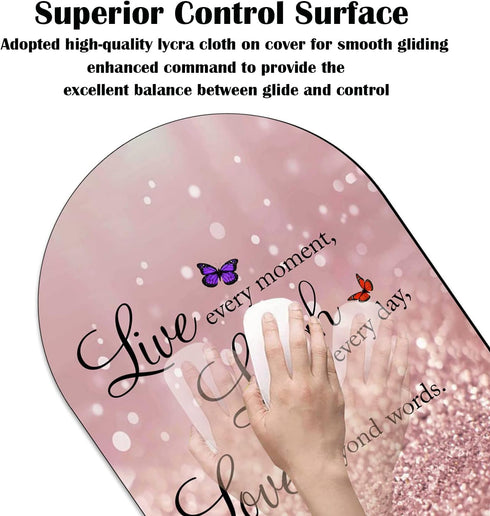 Advanced Texture Fashion Mouse Pad, Glitter Quote Live Laugh Love Non-Slip Rubber Base Gaming Mouse pad, Washable Lycra Surface Mouse Pad Design, ...