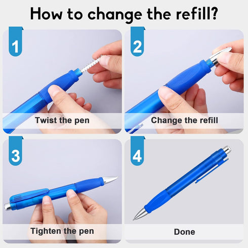 Crtiin 6 Pcs Big Pens Easy Grip Jumbo Pen Bulk with Refills Extra Large Ballpoint Pens Black Ink Fat Pens Giant Pen Oversize Retractable Pens for ...