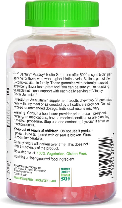 21st Century Vitajoy Biotin Gummies, (27729), Strawberry, 120 Count...