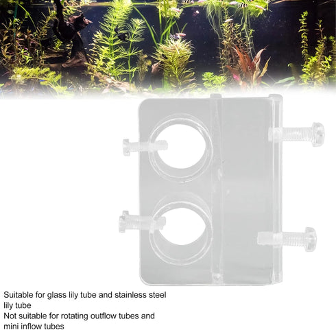 Pssopp Aquarium Water Pipe Clamp Acrylic Aquarium Pipe Clip Clamp Holder Transparent Fish Hose Fix Clip for Aquarium in Out Pipe Double Hole 20mm/...