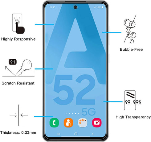 NEW'C [3 Pack Designed for Samsung Galaxy A52, A52 5G, A52S 5G Screen Protector Tempered Glass, Case Friendly Anti Scratch Bubble Free Ultra Resis...
